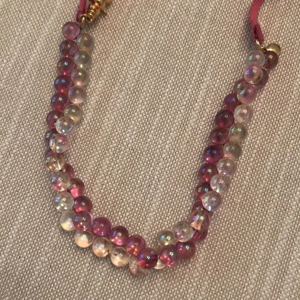 J.Crew Crewcuts | Iridescent Beaded Grosgrain Necklace | 40” Adjustable